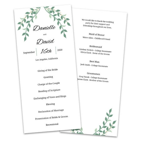 Personalized Laurels Wedding Program (Best Program To Make Invitations)