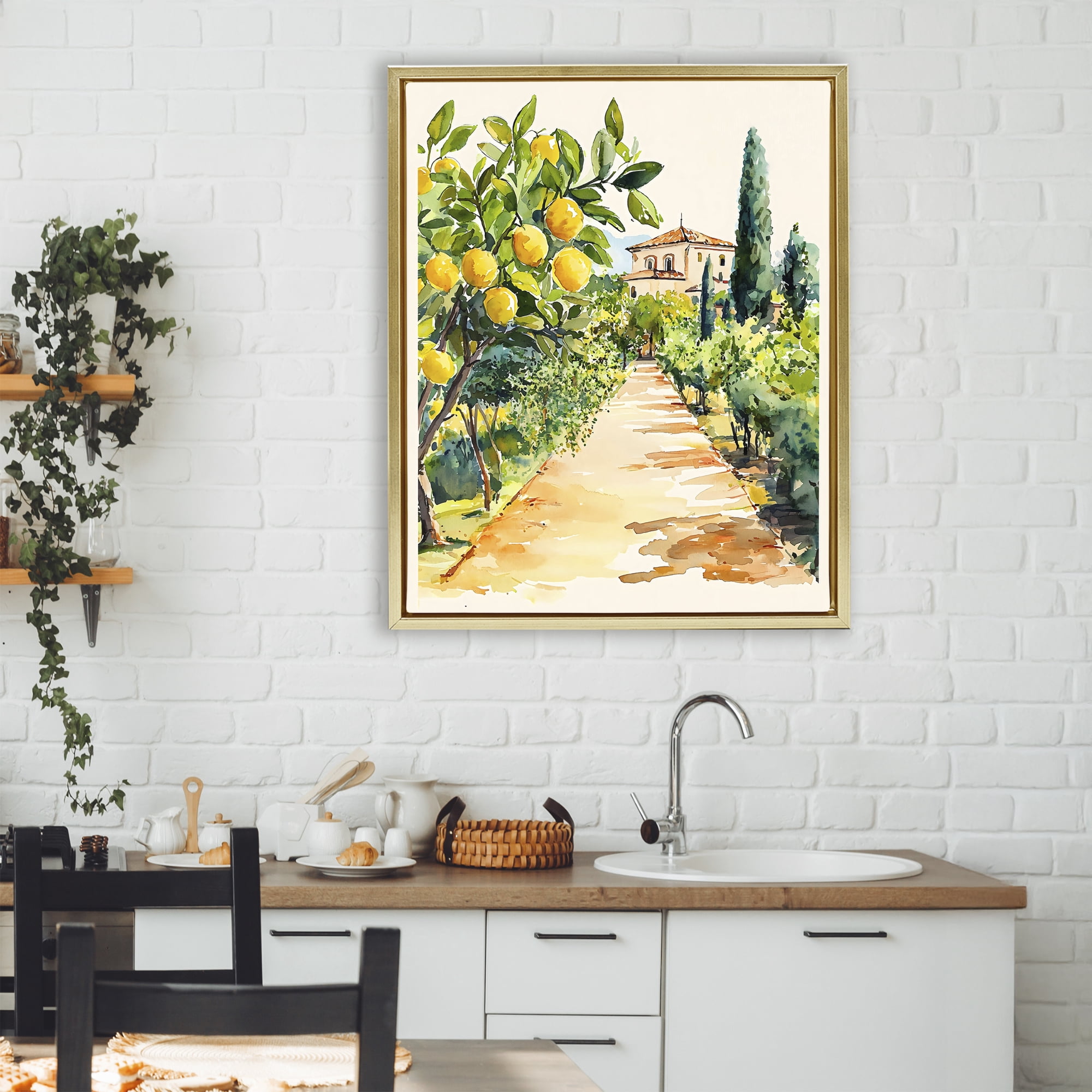 Stupell Industries Lemon Grove Pathway Gold Framed Floater Canvas Wall Art, design by LSR Design Studio