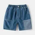 thumbnail image 2 of Cathalem Basketball Shorts for Toddler Boys Boy's Jean Shorts Stretch Slim Fit Fashion Shorts with Pockets (Dark Blue,12-18 Months), 2 of 6
