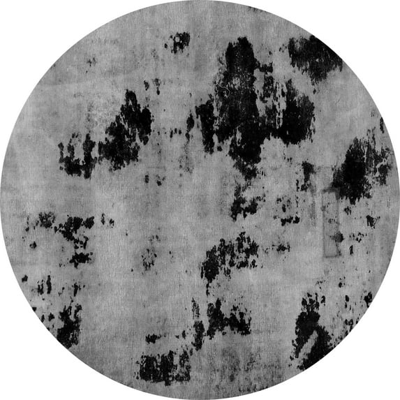 Ahgly Company Indoor Round Abstract Gray Modern Area Rugs, 6' Round