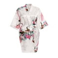 thumbnail image 2 of Floral Satin Womens Plus Size Robes, Sizes 20-38, Lightweight Sleepwear Robe, Knee Length, 2 of 3