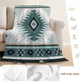 thumbnail image 5 of Teal Gray Boho Blanket Soft Cozy Warm Throw Blanket for Couch, Plush Fuzzy Flannel Fleece Blankets for Sofa, Southwestern Ethnic Abstract Geometric Bed Blankets Lightweight Gifts for Women, 50"x60", 5 of 9