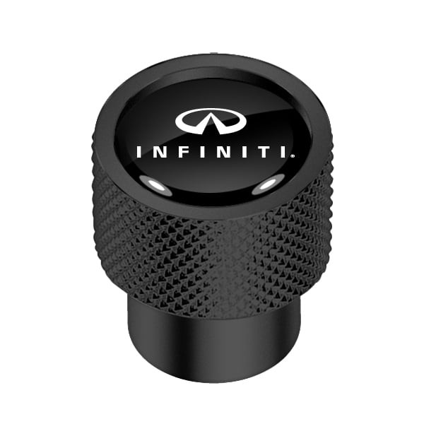 INFINITI logo in Black on Black Aluminum Tire Valve Stem Caps