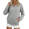 thumbnail image 2 of Basic Zip Up Hoodies for Women 2025 Fall Winter Long Sleeve Loose Fit Plain Hooded Sweatshirt Jacket with Pockets, 2 of 8