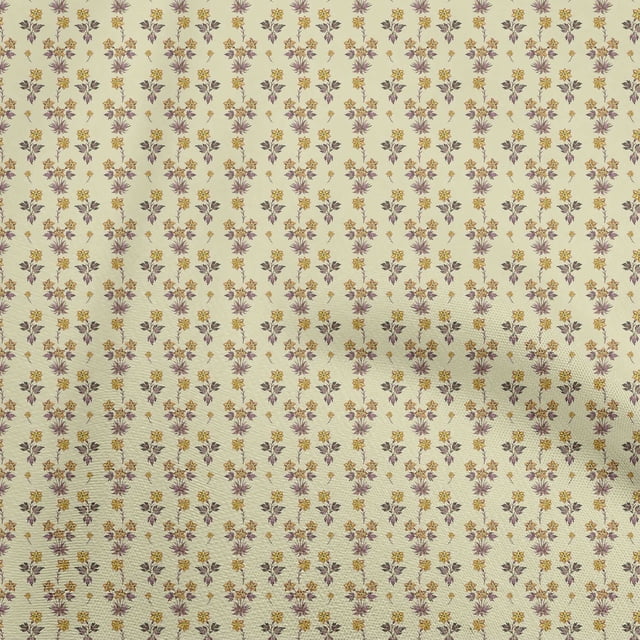 oneOone Georgette Viscose Beige Fabric Floral Craft Projects Decor Fabric Printed By The Yard 42 Inch Wide