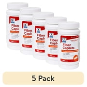 (5 pack) Quality Choice Fiber Therapy Caplets, Safe and Comfortable Constipation Relief Without The Gas and Bloating, Insolubale Fiber for Bowel Irregularity in a 90 Count Bottle of Caplets