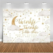 Twinkle Twinkle Little Star Backdrop Beige Gender Reveal Boy or Girl Party Background Cloud Moon Baby Shower Party Decorations Banner Supplies Photo Booth Props