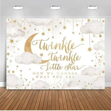 Twinkle Twinkle Little Star Backdrop Beige Gender Reveal Boy or Girl Party Background Cloud Moon Baby Shower Party Decorations Banner Supplies Photo Booth Props
