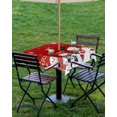 thumbnail image 4 of Boanket Outdoor Tablecloth with Umbrella Hole for Patio/Picnic/Party/Camping, Red Christmas Snowman Waterproof Table Cloth Square Cover Washable, Snowflake Winter (54"x 54"), 4 of 7