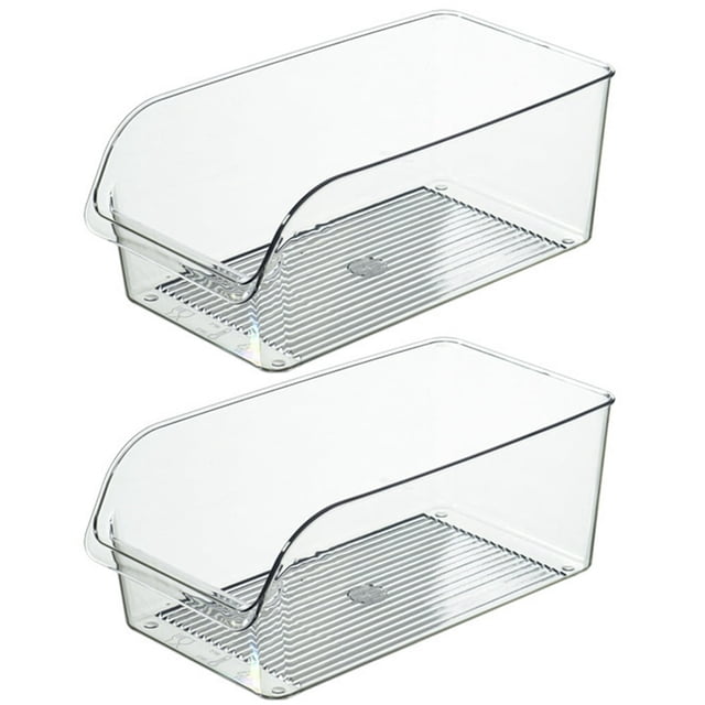 2Pcs Clear Refrigerator Bins for Organized Pantry Storage Versatile And Durable Fridge Can Organizer And Food Storage Box Green One Size