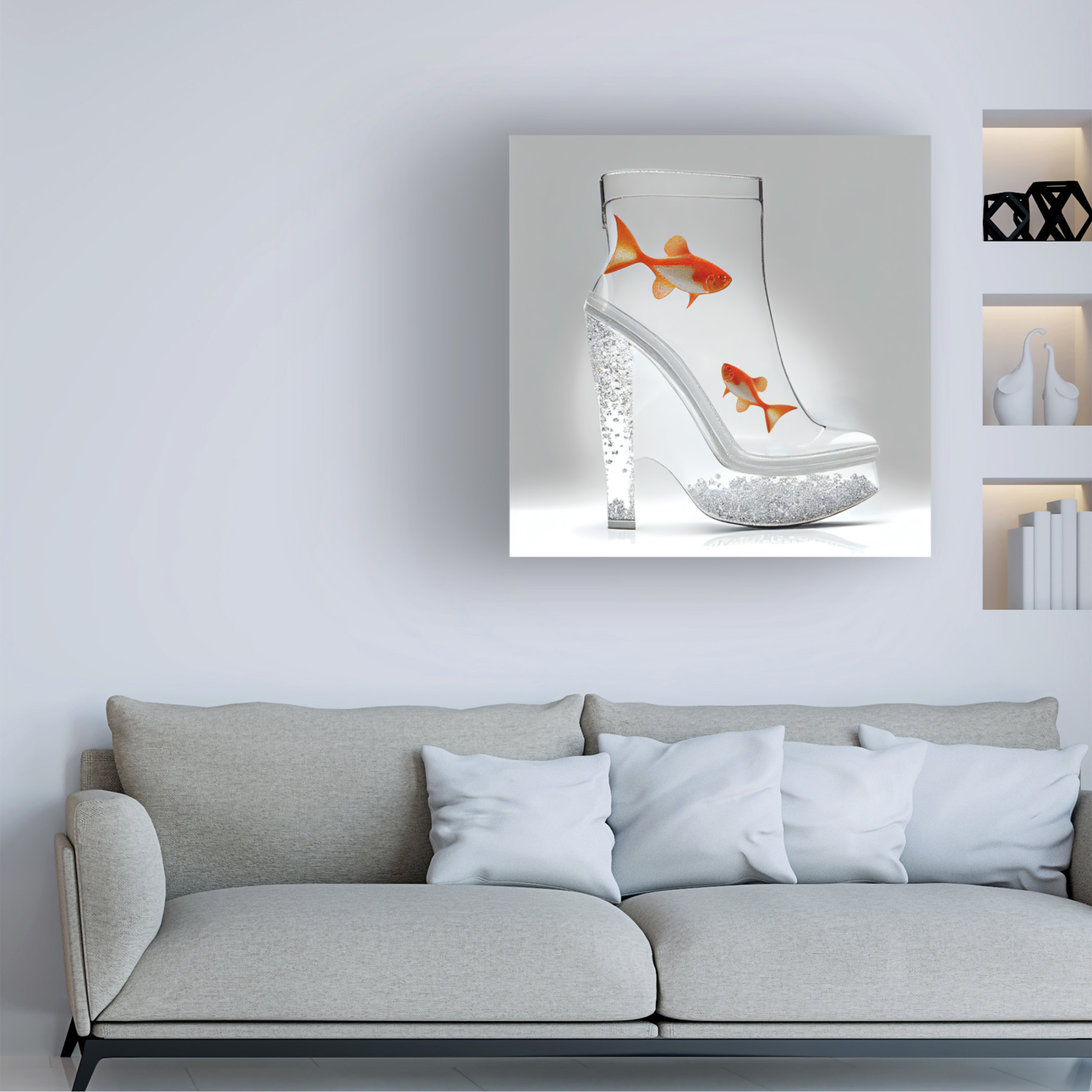 Canvas Wall Art - Sasha 'Sparkle Fish II' Wall Art for Living Room, Bedroom, or Office Décor by Trademark Fine Art - 18 x 18 Inches