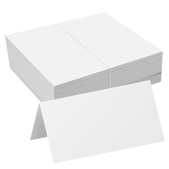 Blank White Table Name Place Cards, Tent Cards, Tags, Seating Cards – for Weddings, Baby and Bridal Showers, Christmas & New Year's Eve & Dinner Party | 80lb Cover (216gsm) | 3.5 x 2" | 50 per Pack
