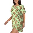 thumbnail image 3 of Womens Pajama Sets With Pocket, Capybara Print Green Lounge Sets Short Sleeve Sleepwear PJ Sets for Women, 3 of 6