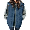 thumbnail image 2 of Otntypg Puffer Vest Women Fall Winter Plush Thick Warm Sleeveless Quilted Jacket Lightweight Snap Zip Up Stand-up Collar Down with Pockets Outerwear Tops Blue XL, 2 of 8