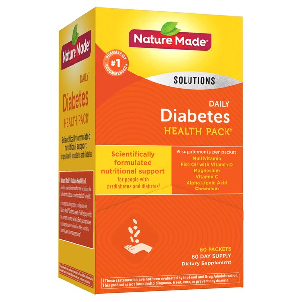 Nature Made Daily Diabetes Health Pack 60 Packets 60 Day Supply