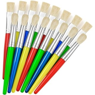 Toddler Paint Brushes 24 Pack, Hog Bristle Round And Flat