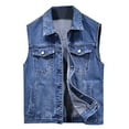 thumbnail image 1 of Liquidation! Grrvtrz Gilet en Denim pour Homme à Revers Sans Manches Coupe Ajustée Gilet en Jean Rétro Manteau Veste, M-4TG, 1 of 4