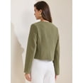thumbnail image 4 of DARING DIVA Women's Cropped Button Down Work Business Tweed Blazers S Olive Green, 4 of 6