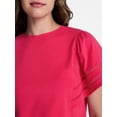 thumbnail image 5 of Time and Tru Women’s Crewneck Top with Lace Inset Flounce Sleeves, Sizes XS-XXXL, 5 of 6
