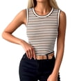 thumbnail image 4 of WAYUTE Tank Tops for Women Casual Striped Print Round Neck Sleeveless Slim Fit Nightwear Breathable Basic Top Summer Daily Wear, 4 of 6