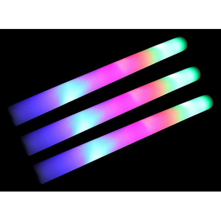 12 Pack of 18" Multi Color Foam Baton LED Light Sticks - Multicolor Color Changing Rally Foam 3 Model Flashing