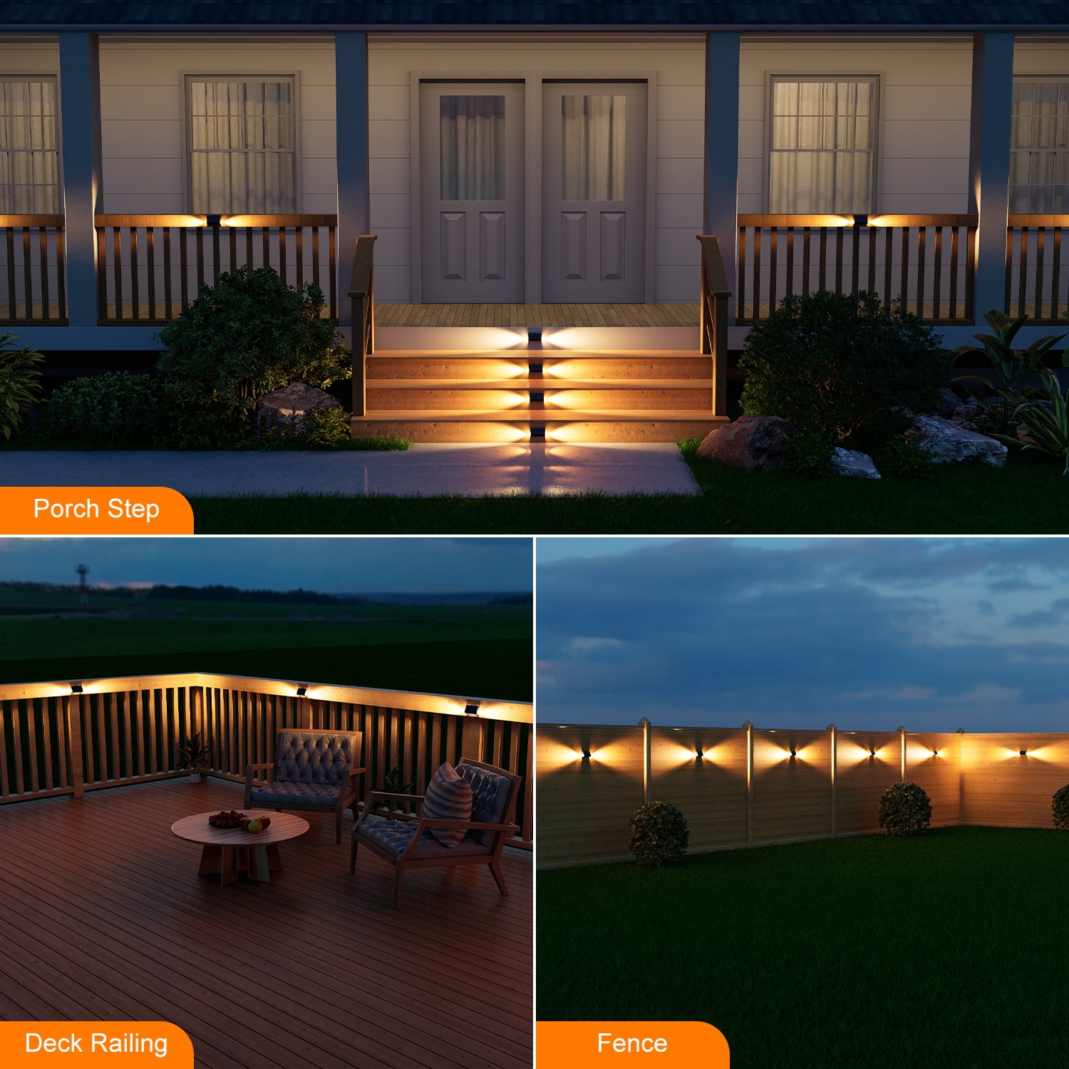Yinghao 12 Pack Solar Powered Stair Lights Outdoor Waterproof Lamp for Deck Step Safety Outside Decorative LED for BackYard, Porch Step, Walkway, Garden, Pool, Easy Installation & Enhanced Ambiance