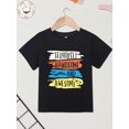 thumbnail image 2 of Camiseta para niño con estampado de letras "Seryly Handsome And Awesome", suave, versátil, cuello redondo y manga corta, 2 of 7