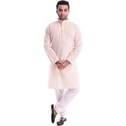 Royal Kurta Mens Khadi Cotton Embroidered Kurta Pyjama 38, Peach