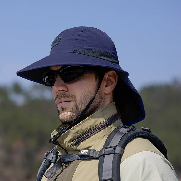 Pavied Bucket Hats Sun Hats Sun Hat Sun Wide Brim Bucket Hat Foldable Outdoor Baseball Cap With Shawl Hiking Hat Summer Hats Navy One Size