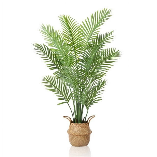  Artificial Plants in Basket Faux Green Areca Palm Plant 