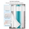 thumbnail image 2 of No Hook Cloth Fabric Shower Curtain with Snap in Liner, Turquoise Gray Ombre Waterproof Shower Curtains Set with See Through Top Window, Farmhouse Teal Gradient Modern Art Bath Curtains 36"x72", 2 of 6