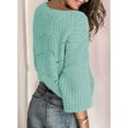 thumbnail image 4 of Asyoly Women Casual Crewneck Cable Knit Sweater Loose Bawting Long Sleeve Jumper Pullover, 4 of 5