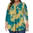 thumbnail image 2 of ZQUUVOU Women's Plus Size T-Shirts 3/4 Sleeves Crew Neck Home Casual Tops(Yellow,4XL), 2 of 6