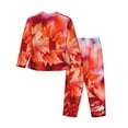 thumbnail image 2 of Kll Autumn Maple Leaves Print Women'S Long Sleeve Pajamas With Pants Sleepwear Loungewear 2 Set-Xx-Large, 2 of 9
