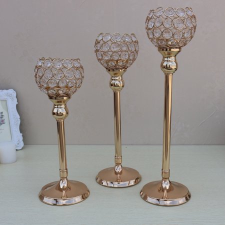 1pc Luxury Crystal Candlestick Candle Holder Arts Crafts Stand