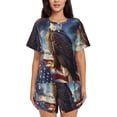 thumbnail image 1 of Fotbe Night Sky Bald Eagle Conjunto de Pijama Estampado para Mujer, 2 Piezas, Ropa de Dormir con Camiseta de Manga Corta y Shorts Suaves-Medium, 1 of 6