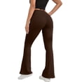 thumbnail image 4 of IYYVV Flare Leggings for Women with Pockets High Waisted No Front Seam Buttery Soft Gym Yoga Pants 2026 Brown XL, 4 of 5