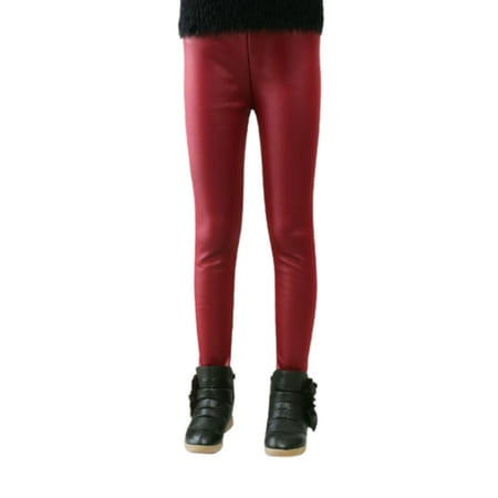 

Chaoren Pencil Pants High Elasticity Wear-resistant Casual Girls Solid Color Faux Leather Pants for Outdoor