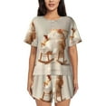 thumbnail image 1 of Fotbe Relaxing Cat With Tea Conjunto de Pijama Estampado para Mujer, 2 Piezas, Ropa de Dormir con Camiseta de Manga Corta y Shorts Suaves-Medium, 1 of 6