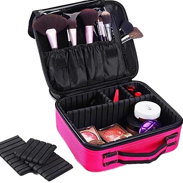 Cosmetic Case Fashion Splash Proof Dual-Layer Portable Makeup Box Toiletry Case