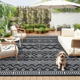 thumbnail image 2 of Nanan 10'x20' Outdoor Rug Waterproof Reversible Outdoor Patio Rug Foldable Portable Plastic Straw Mats for Camping Balcony Picnic Deck, Black White, 2 of 8