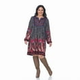 thumbnail image 2 of White Mark Plus Size Boho Bohemian Style Long Sleeve Embroidered Textured Split V Neck Cozy Sweater Dress, 2 of 5
