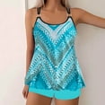 thumbnail image 2 of Wyobmus Womens Vintage Tankini Swimsuits 2 Piece Bathing Suit Tummy Control Flowy Double Straps Tankini Tops With Boyshorts Blue, 2 of 6