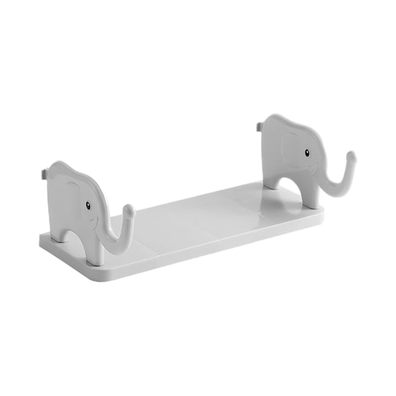 Elephant Shelf, No Drill Wall Shelf for Bathroom Storage, Adhesive Floating Shelf with Hook, Kids Room Decor Organizer
