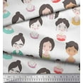 thumbnail image 3 of Soimoi Blanc Tissu de Jersey de Coton Femmes Visage Humain Tissu Imprimé Figure par la Cour 58 Pouces de Large, 3 of 5