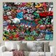 thumbnail image 3 of Tapiz para colgar en la pared, estilo grafiti, 150 x 130 cm, piel de melocotón, 3 of 3