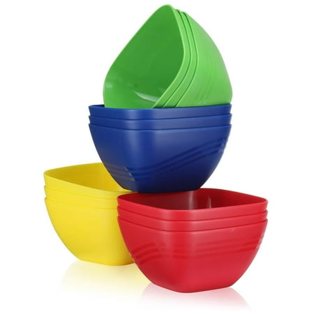 Soup Bowl Unbreakable 12 Pack Reusable Hard Plastic Cereal | Soup Bowls 20 oz. Unbreakable Microwave | Dishwasher Safe, BPA Free, Small Kids Fun Assorted Colors Set ()