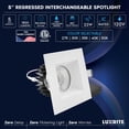 thumbnail image 7 of LUXRITE 5 In. LED Regressed Light with Square White Trim, 22W, 1800LM, 5CCT, 60 Beam, Dimmable, Twist-N-Lock ETL 4 Pack, 7 of 7