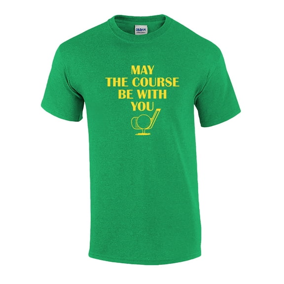Funny Golf May The Course Be with You Graphic Short Sleeve T-shirt-Small Irish Green