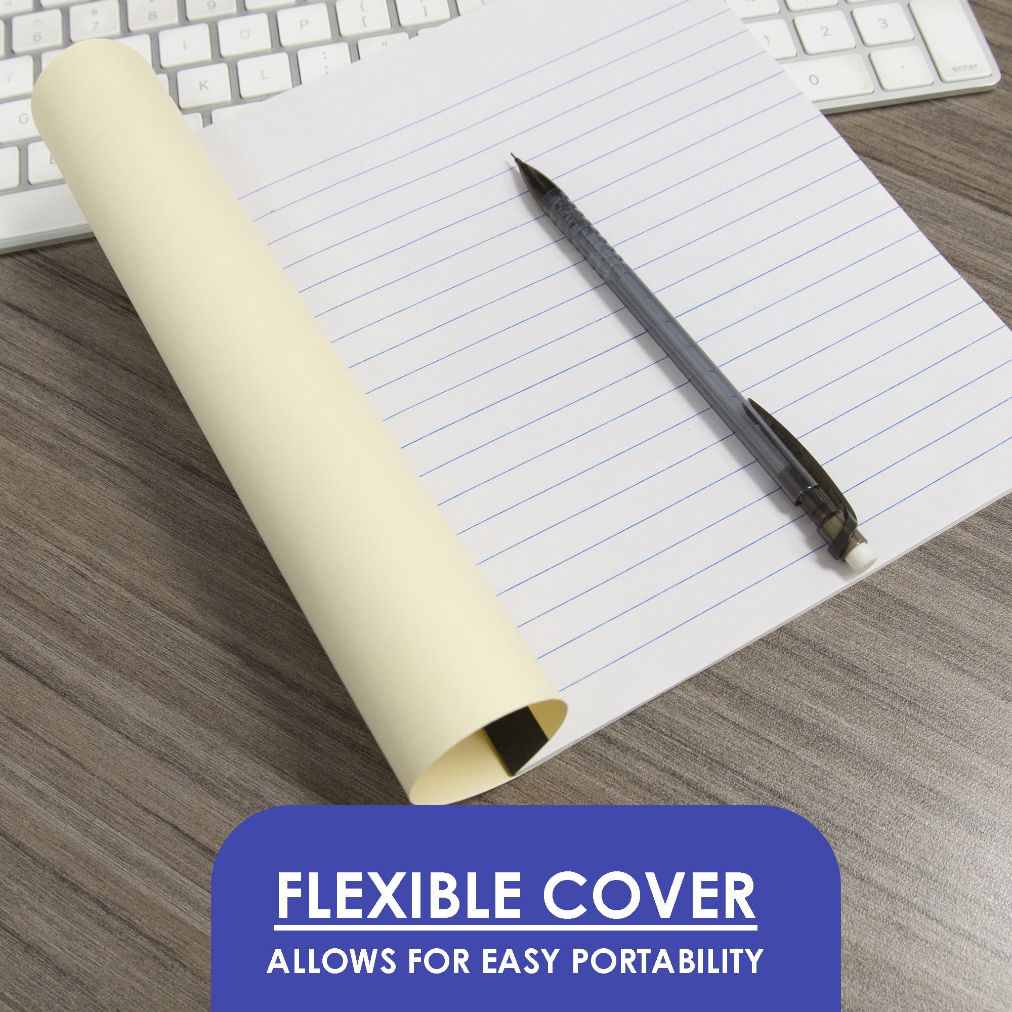 BAZIC Composition Book Wide Ruled 20 Sheet Manila Cover Notebook 8.5"x7", 12-Pack